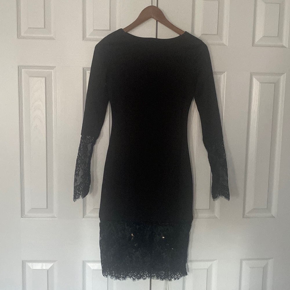 Kivari black long-sleeve cotton lace dress size S